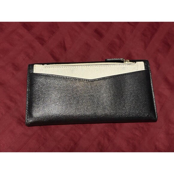 Michael Kors Saffiano Color Block Black Tri-Color Wallet Leather Fold Over - Picture 2 of 11